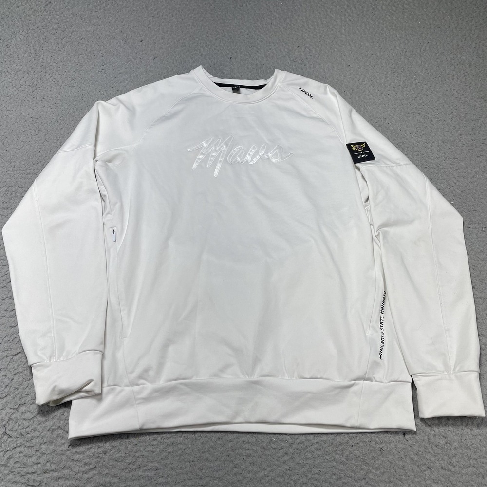 Minnesota State‎ Mavericks Sweatshirt Mens Small White NCAA Hockey UNRL Pullover